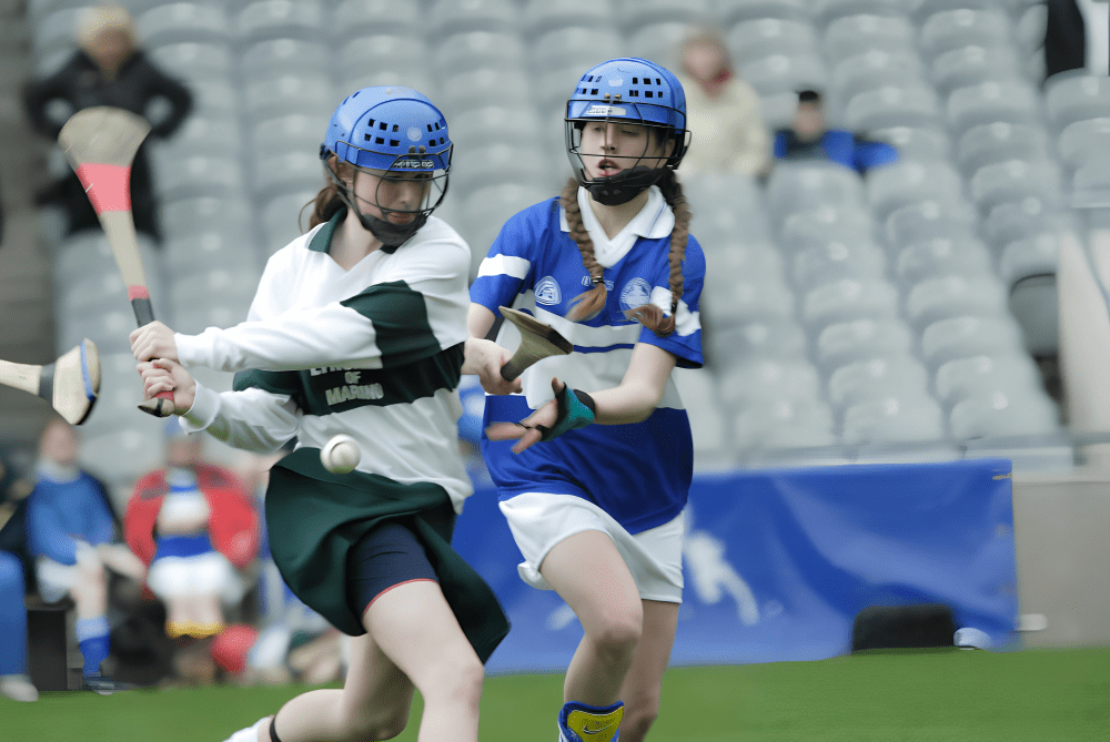 A camogie match being played at Croke Park in Dublin.